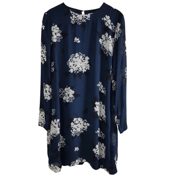 Samsoe & Samsoe Marice Blue Long Sleeve Floral Print Chiffon Dress Size S - Picture 2 of 8